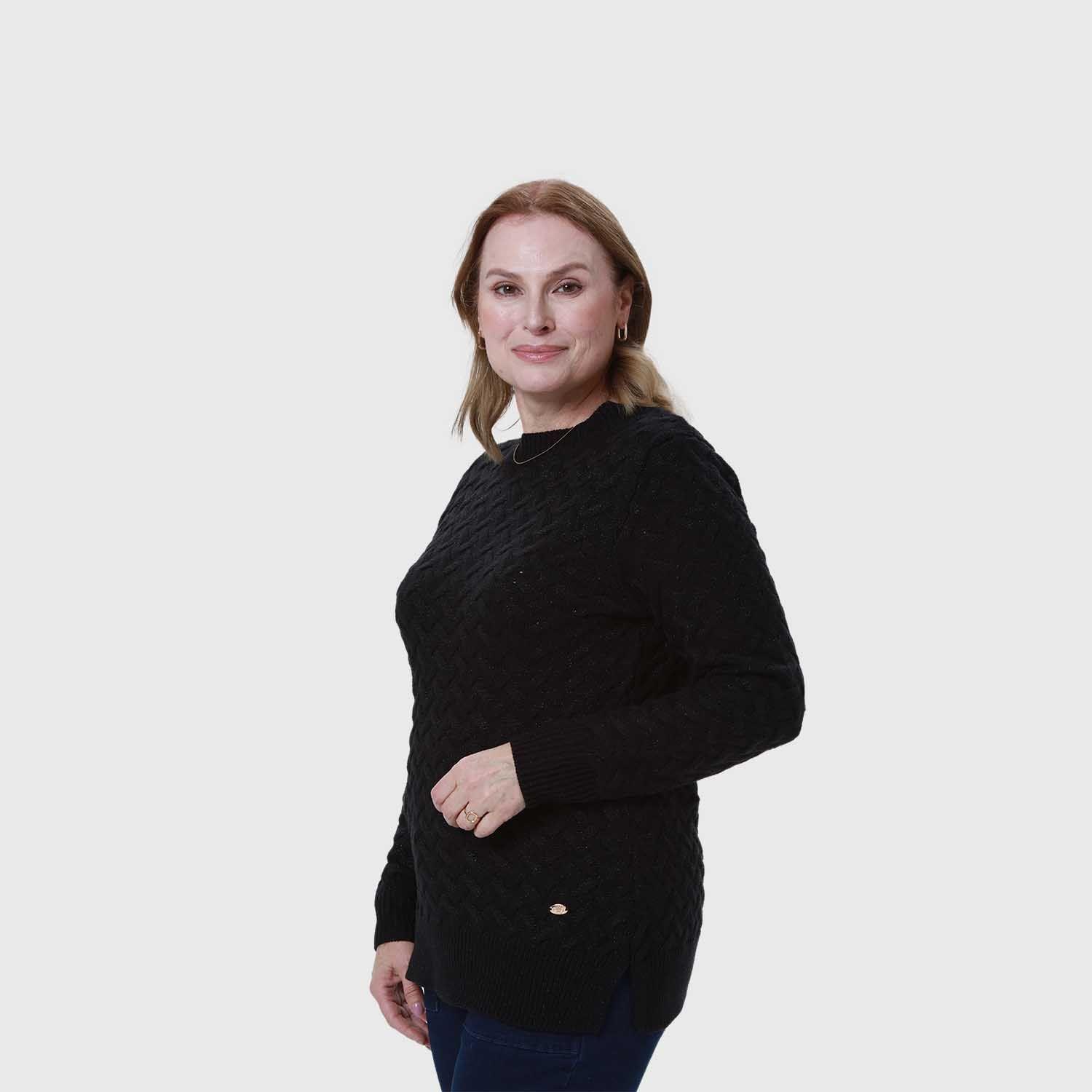 Sweater Mujer Calado Negro Fashion's Park-1