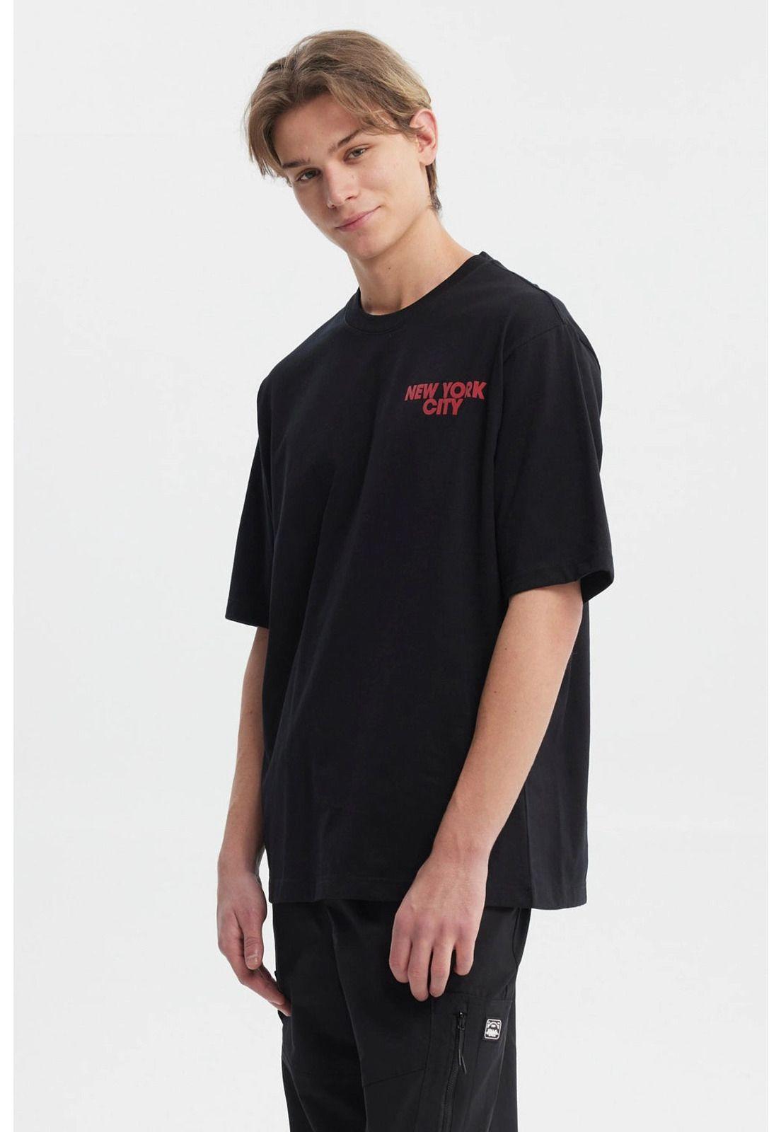 Polera Hombre Oversize Doble Print Negro-2