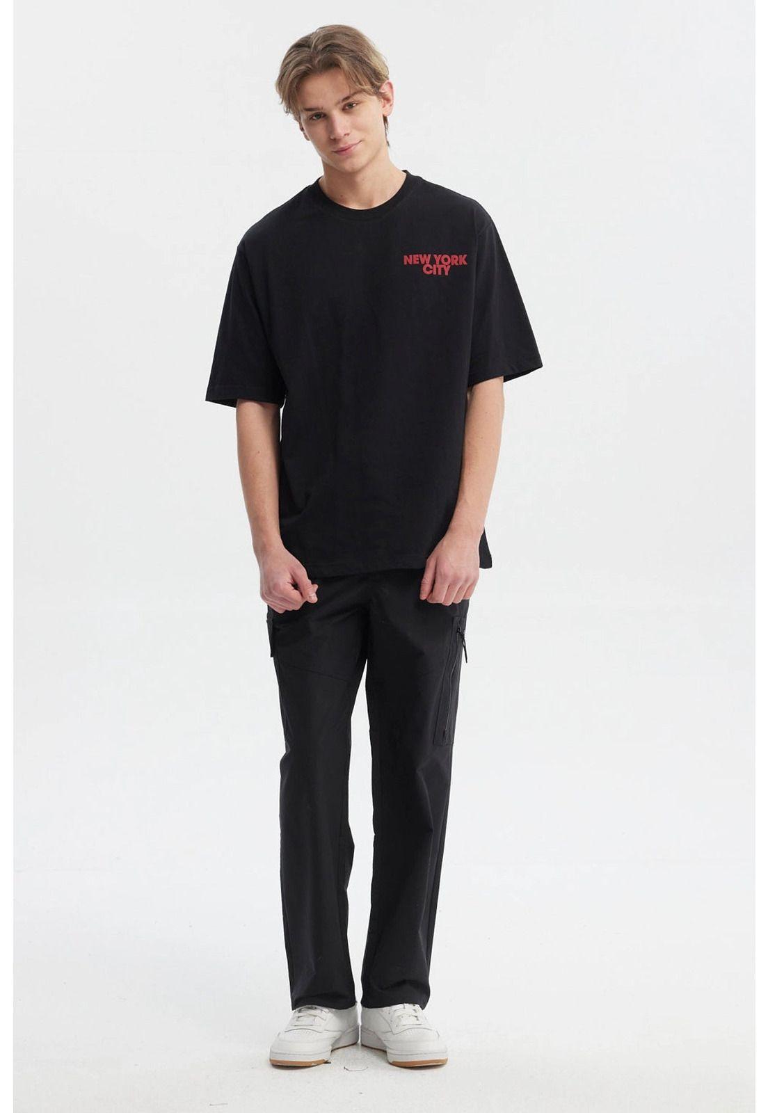 Polera Hombre Oversize Doble Print Negro-3