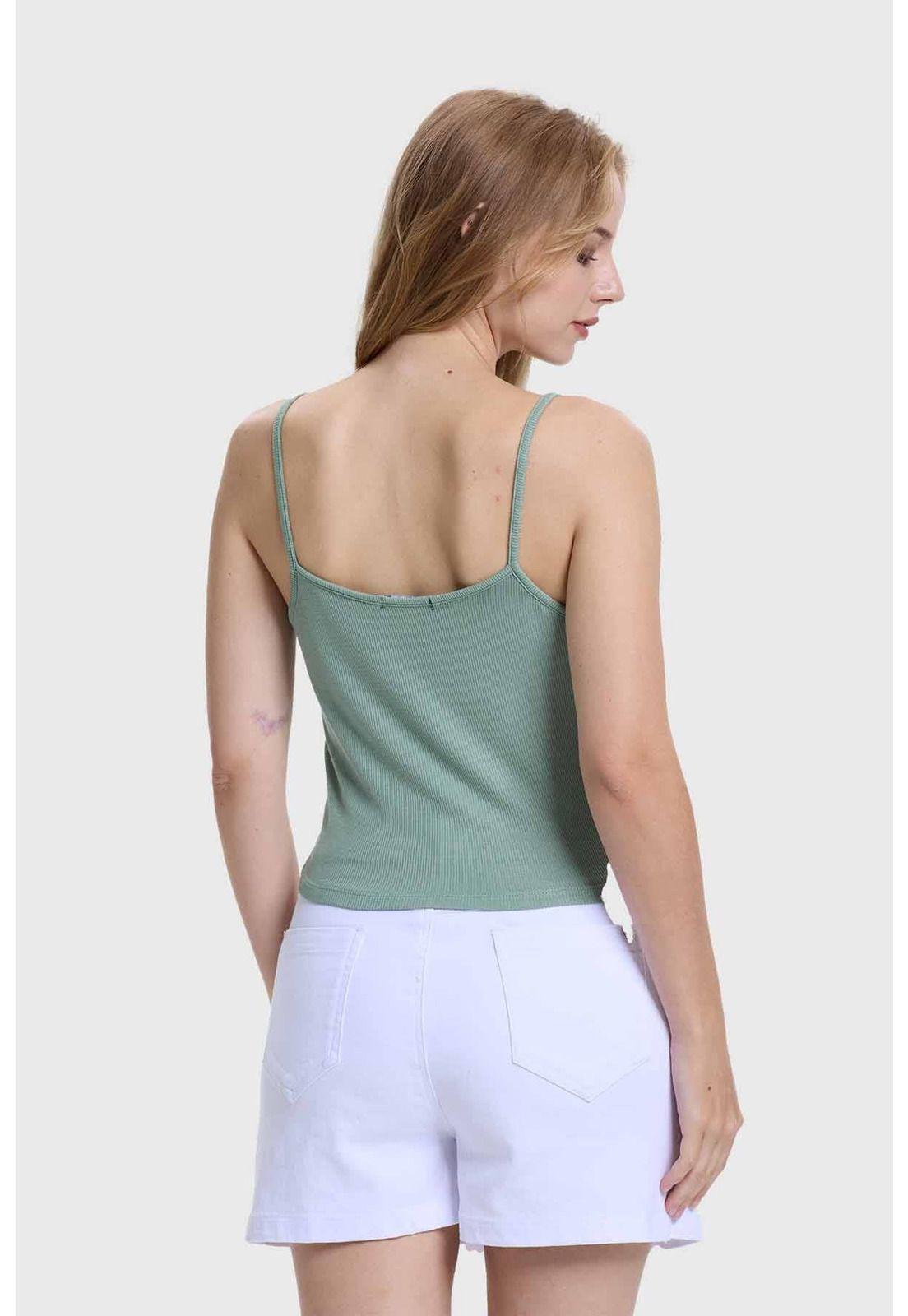 Polera Peto Mujer Pabilo Crop Verde-2