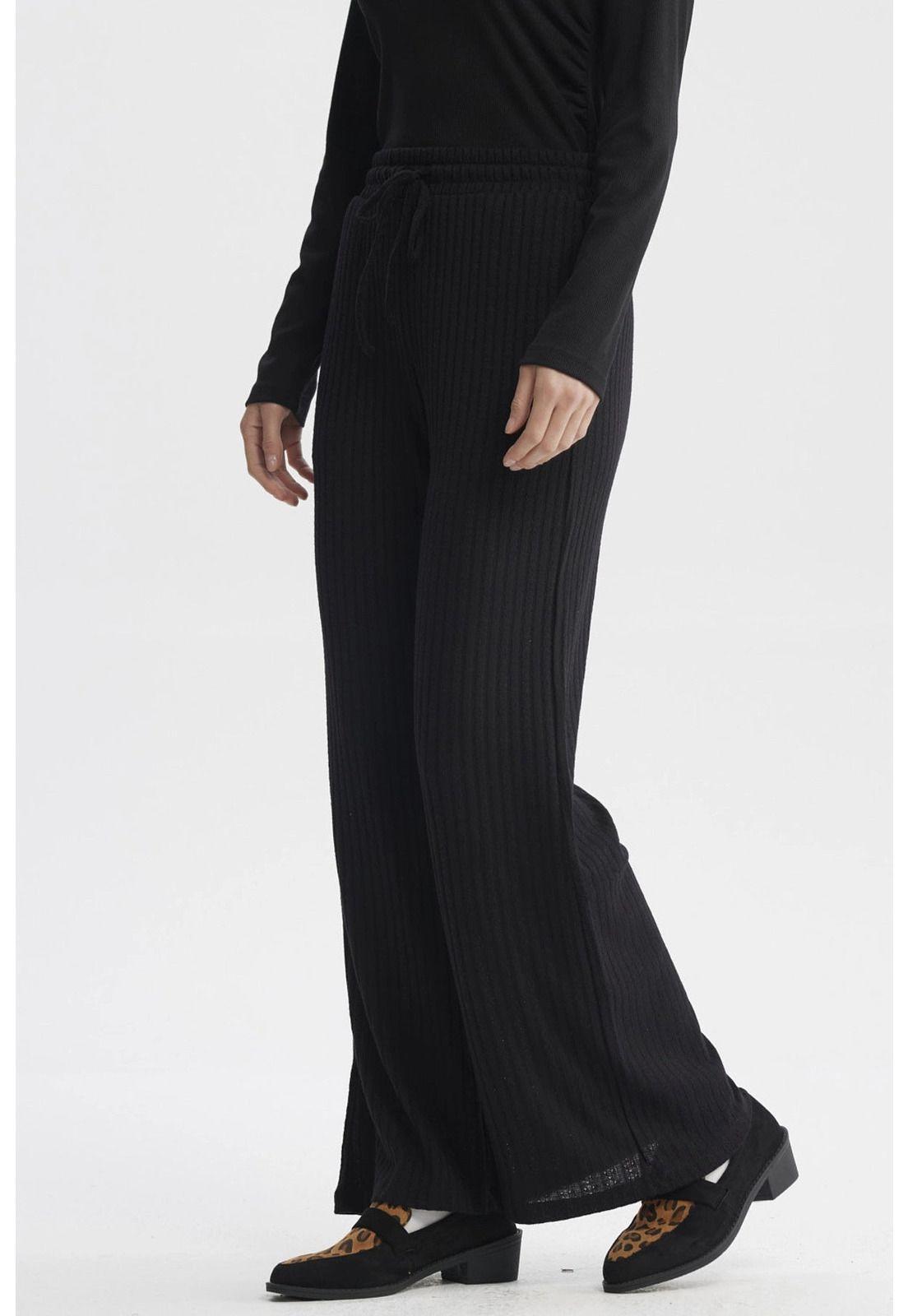 Pantalón Mujer Wide Leg Negro - Vl-1