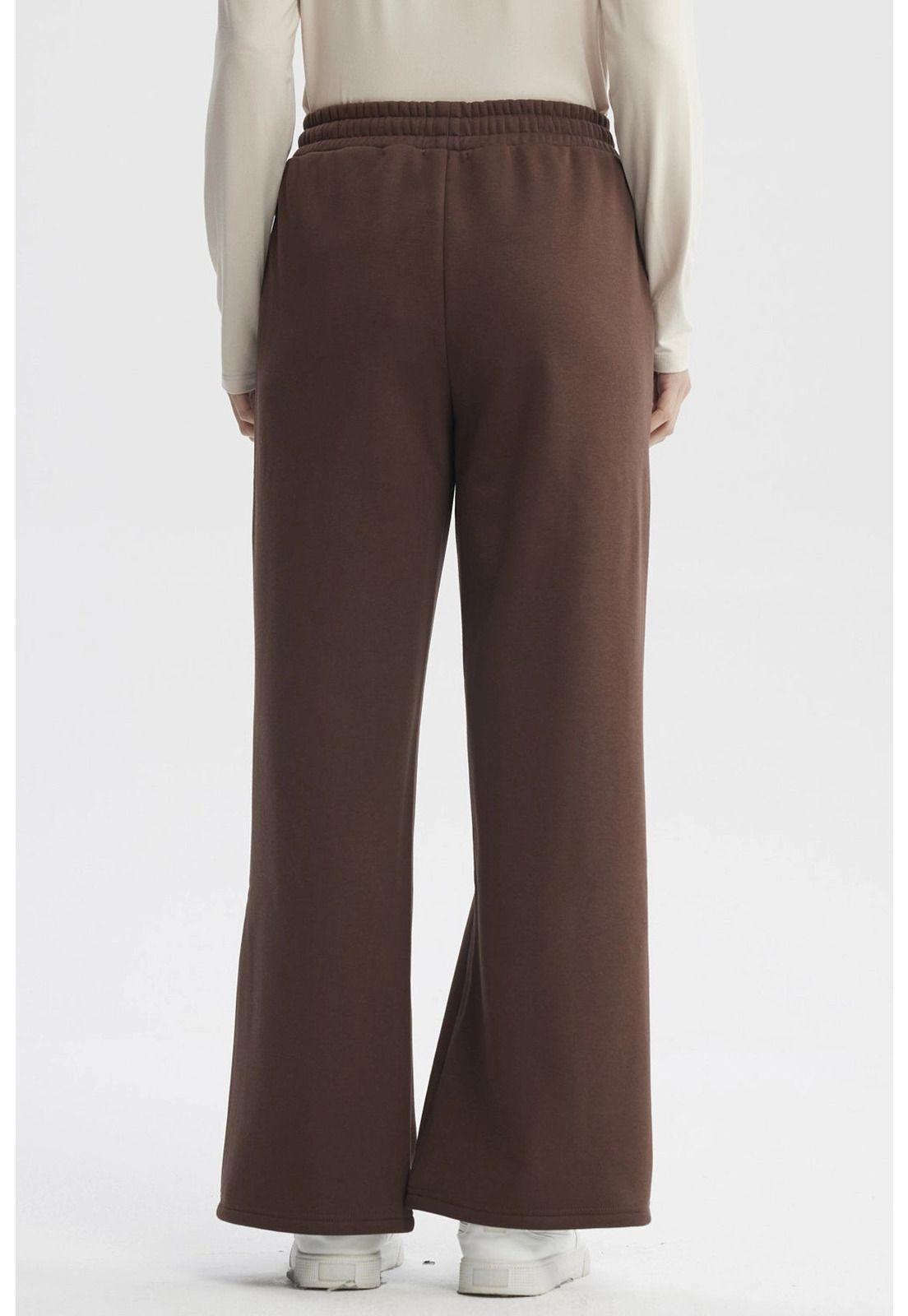 Pantalón De Buzo Mujer Wide Leg Cafe-2