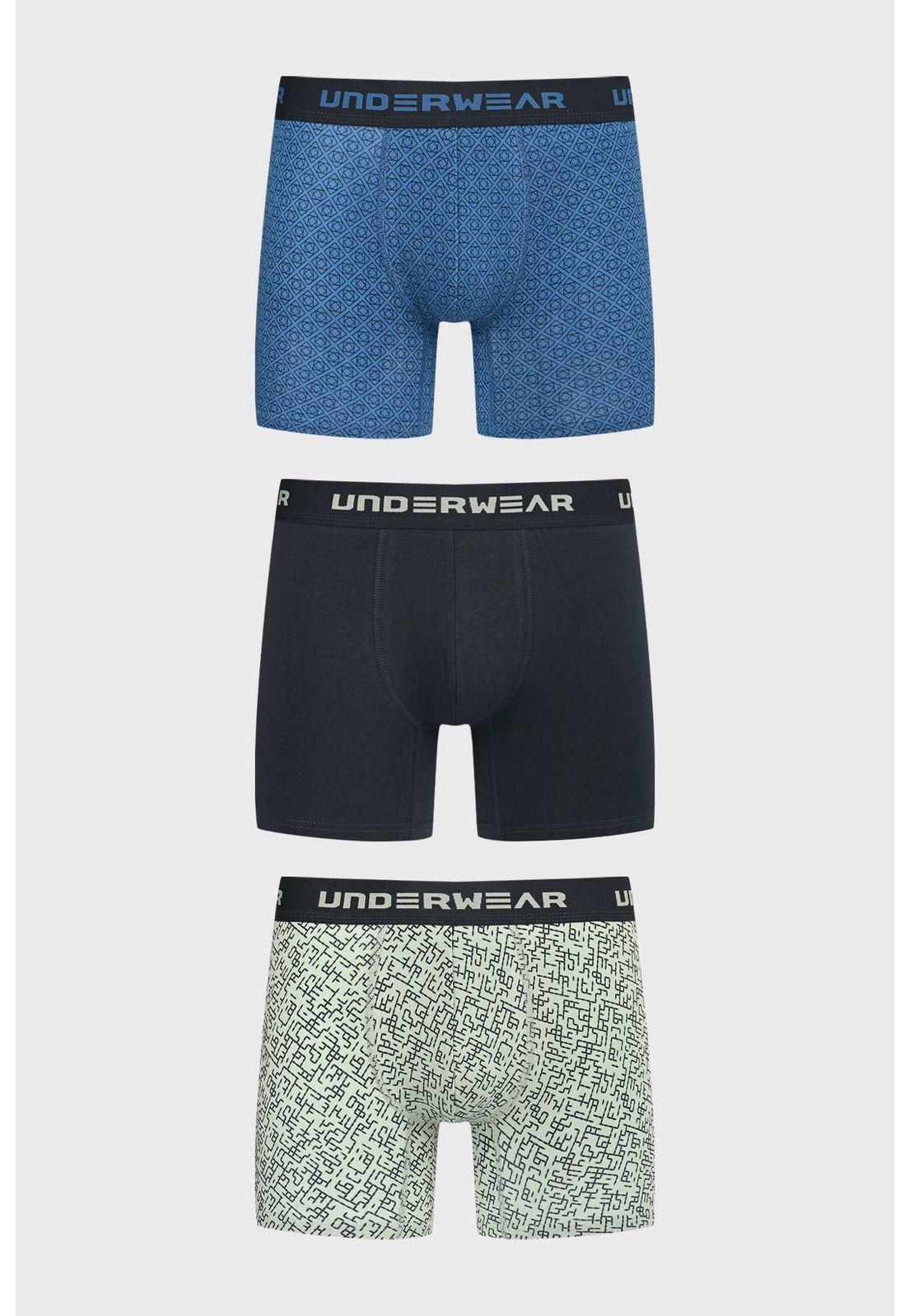 Bóxer Hombre Tripack Largo Azul Marino - ll-0