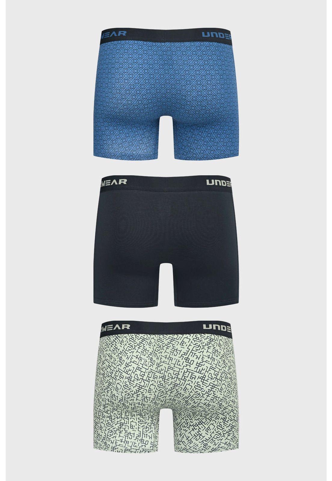 Bóxer Hombre Tripack Largo Azul Marino - ll-1