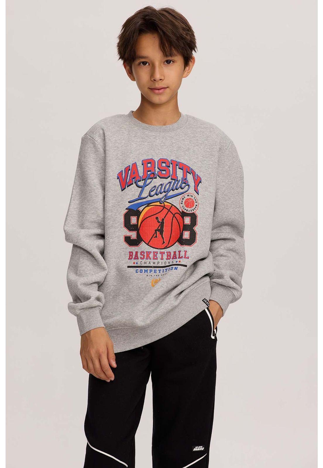 Polerón Niño Básico Print Gris Melange-0