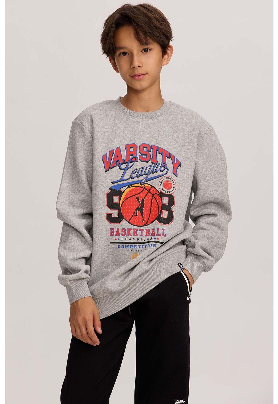 Polerón Niño Básico Print Gris Melange-1