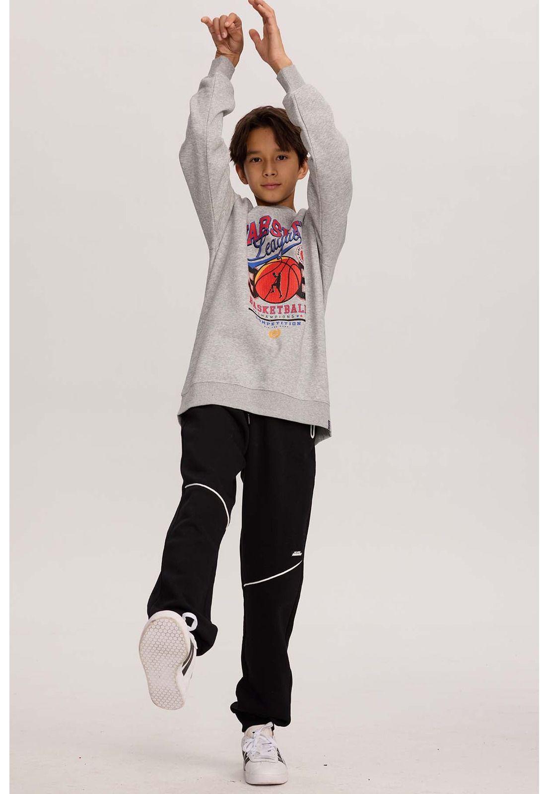 Polerón Niño Básico Print Gris Melange-3