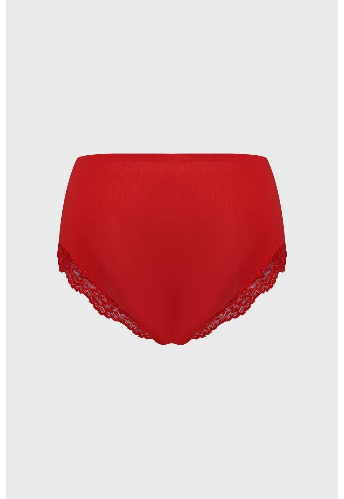 Calzón Mujer Tiro Alto Detalle Encaje Rojo-1