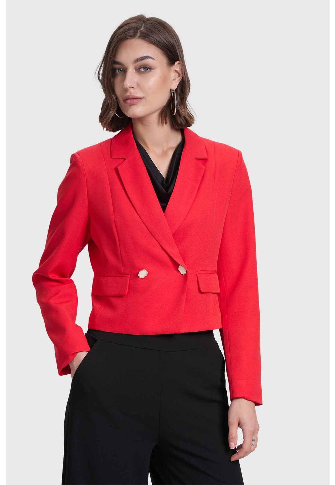 Blazer Mujer Corte Cruzado Rojo-0