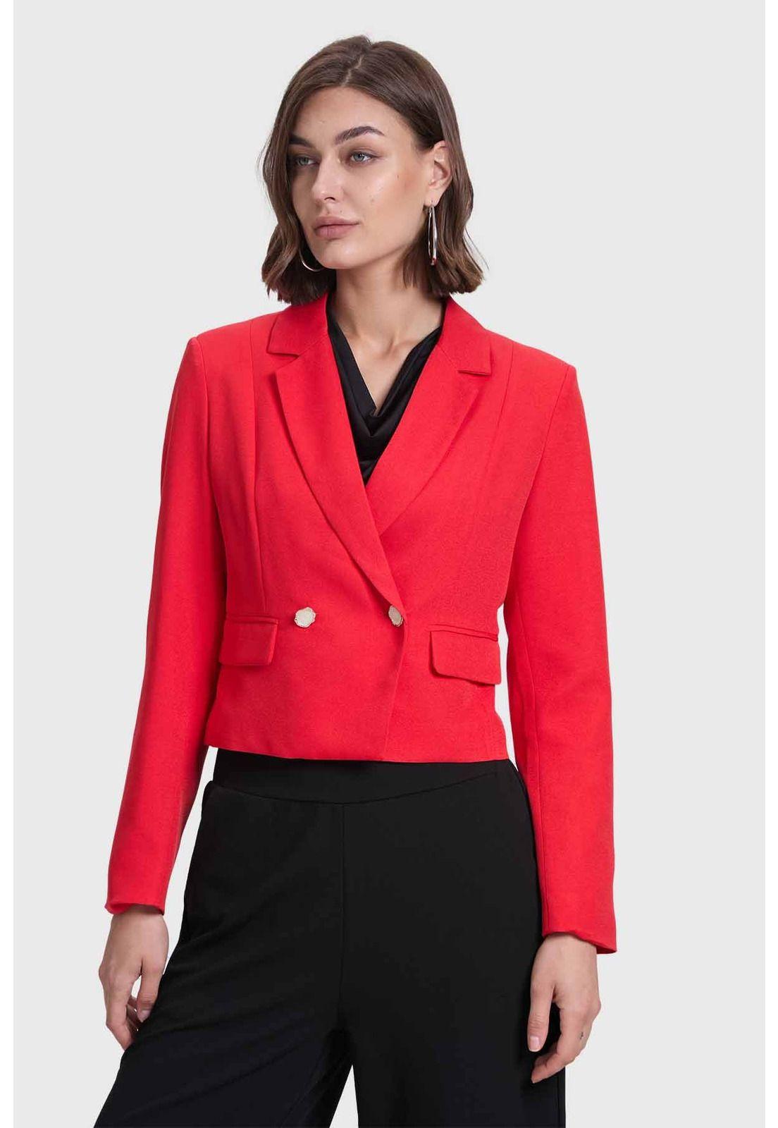 Blazer Mujer Corte Cruzado Rojo-1