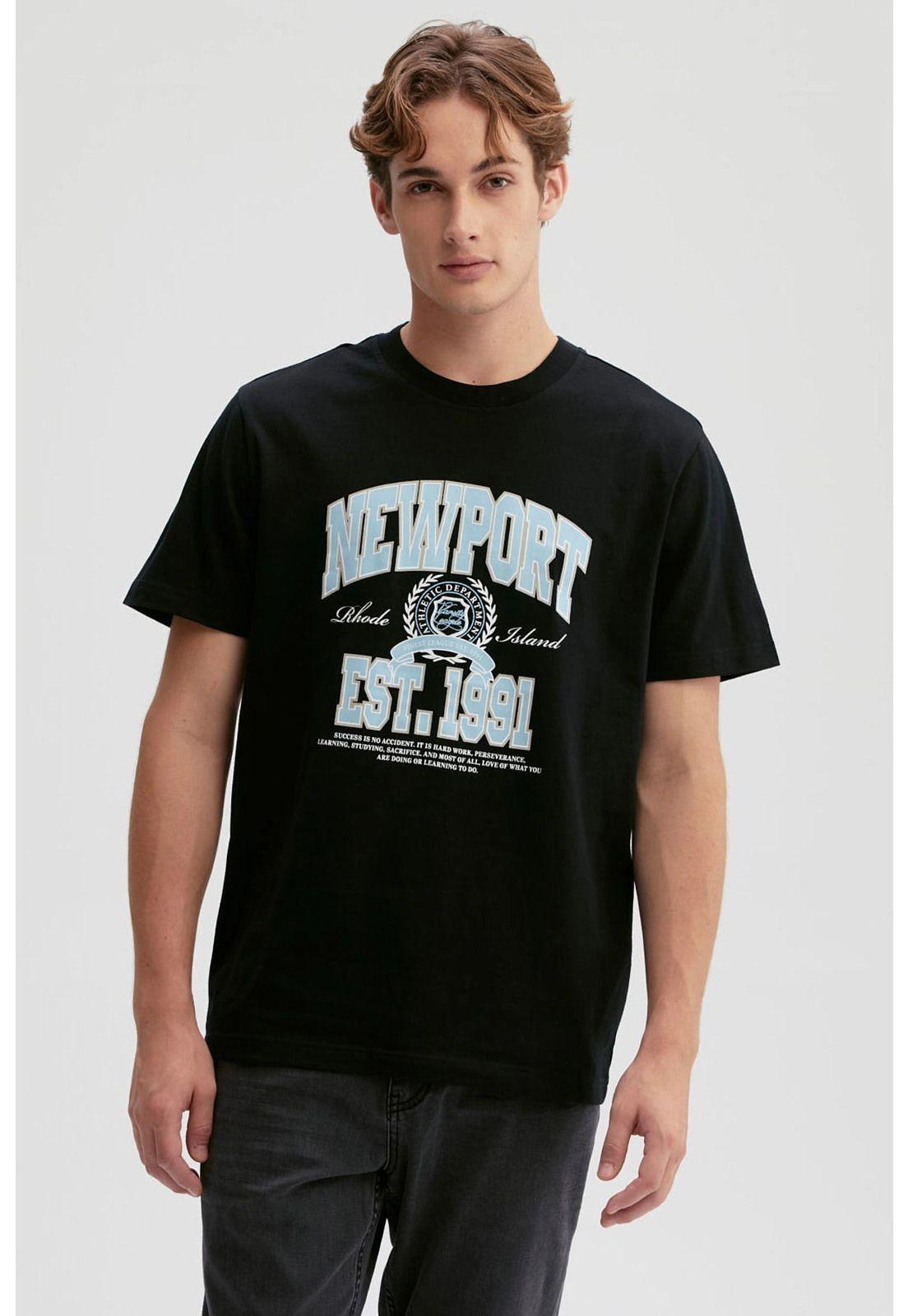 Polera Hombre Print College Negro-0