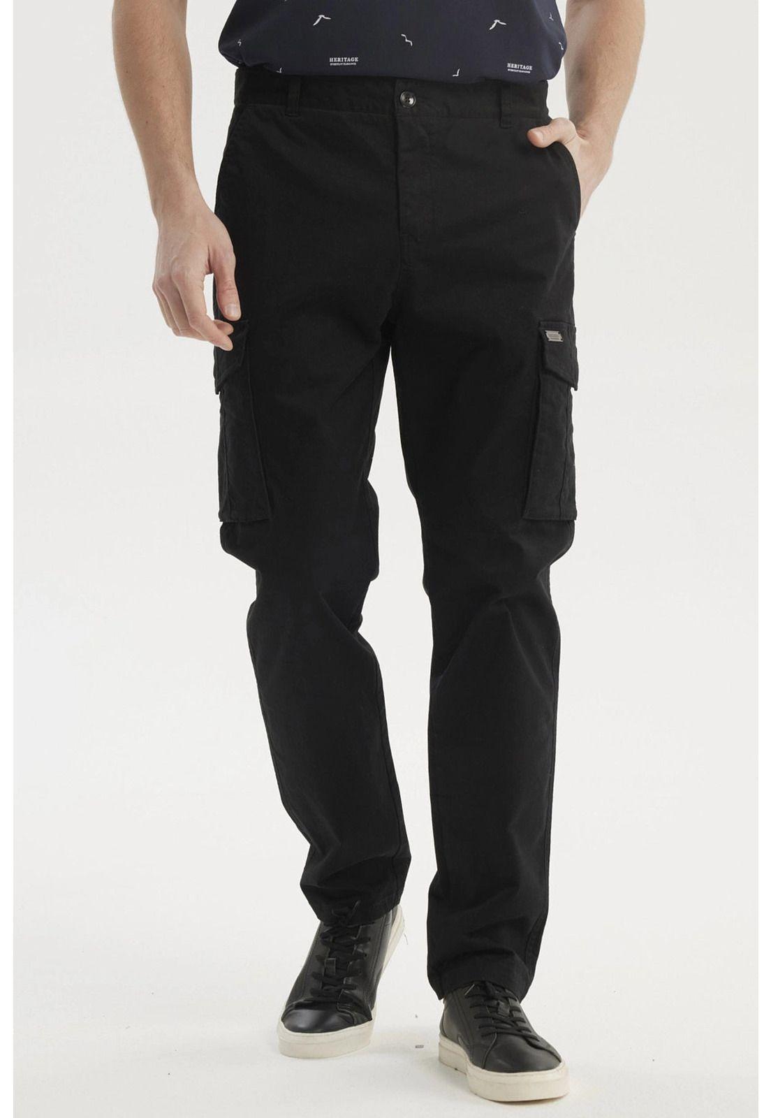 Pantalón Hombre Cargo Slim Fit Negro-0