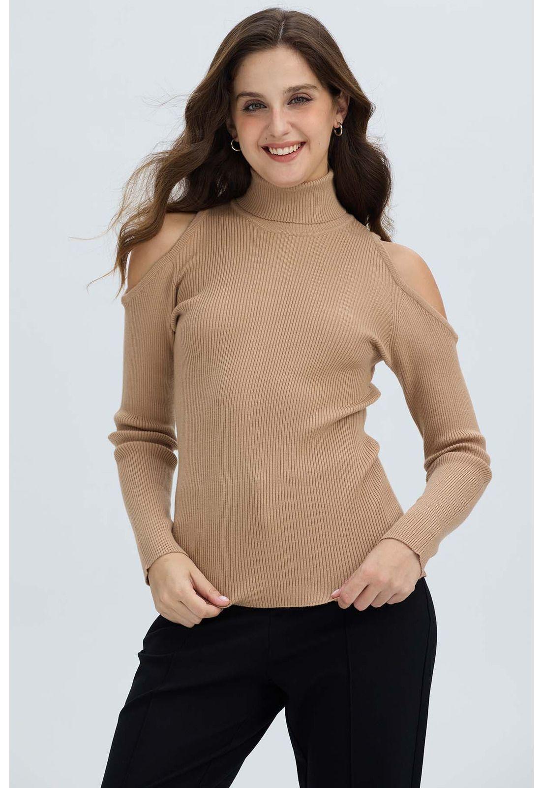 Sweater Mujer Off Camel-1