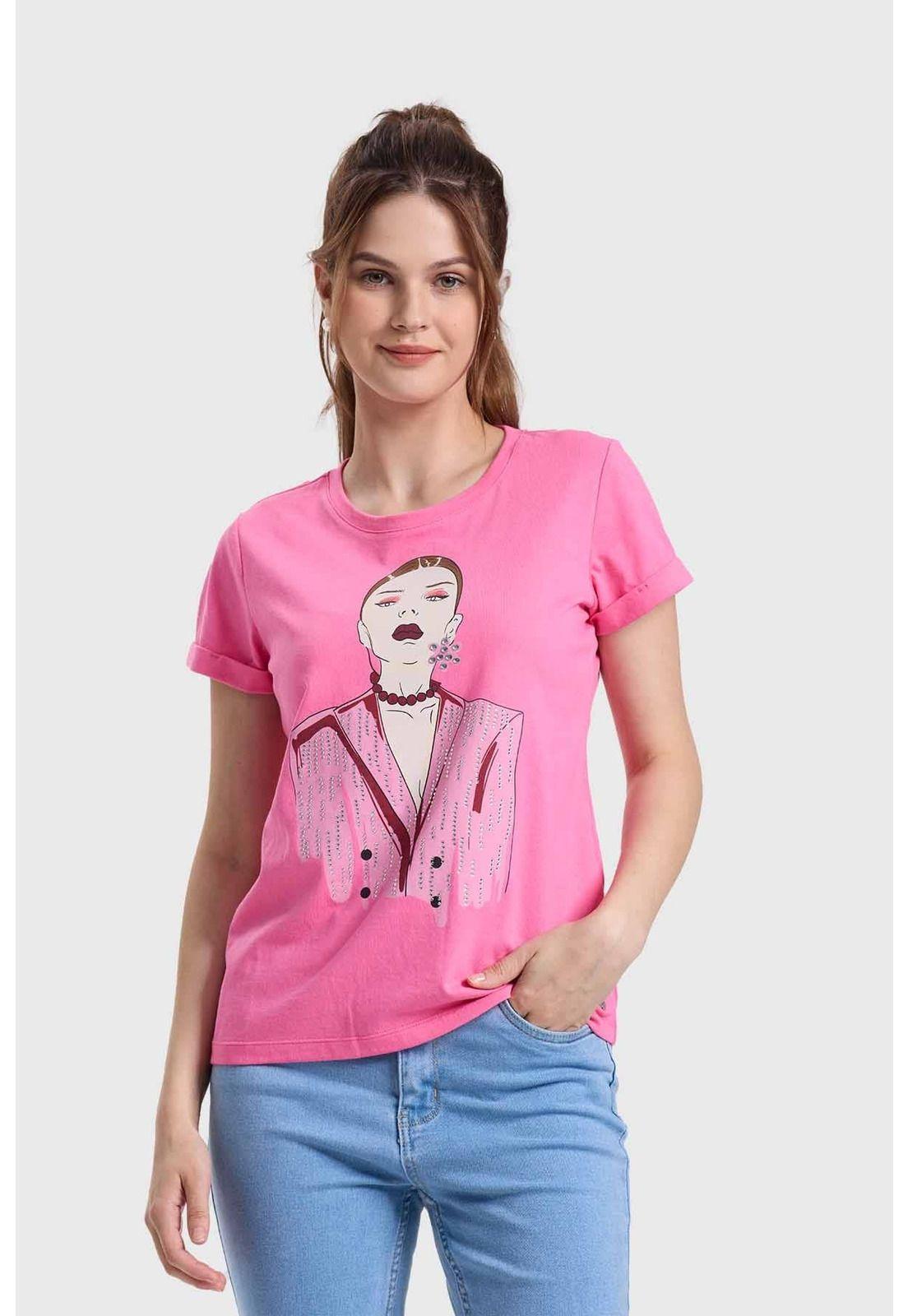 Polera Mujer Gráfica Roll Up Rosado-0