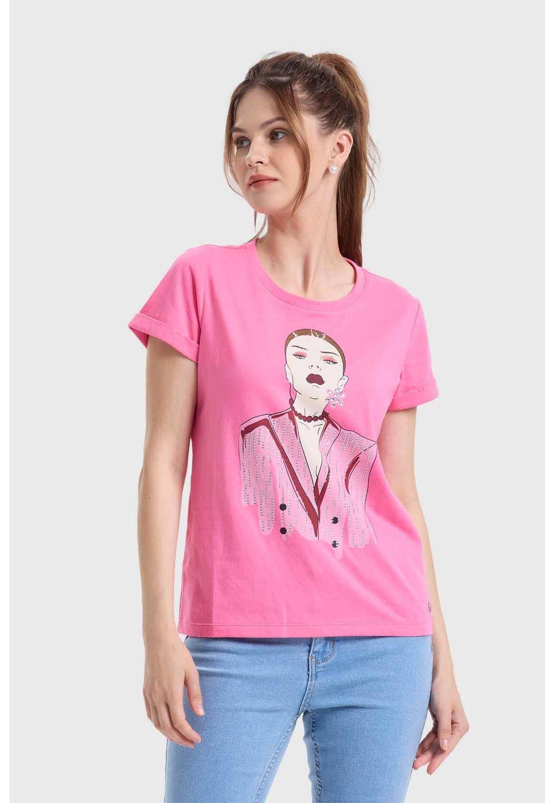 Polera Mujer Gráfica Roll Up Rosado-1