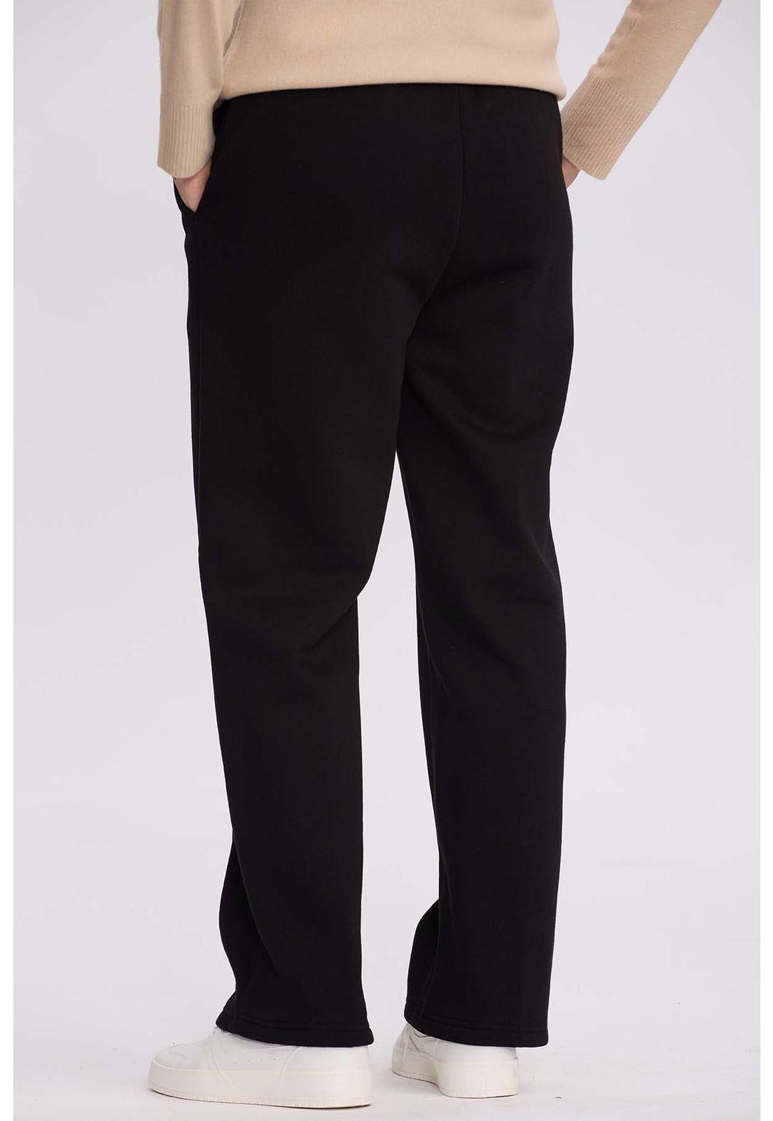 Pantalón Buzo Mujer Calce Recto Costura Delantera Negro-2