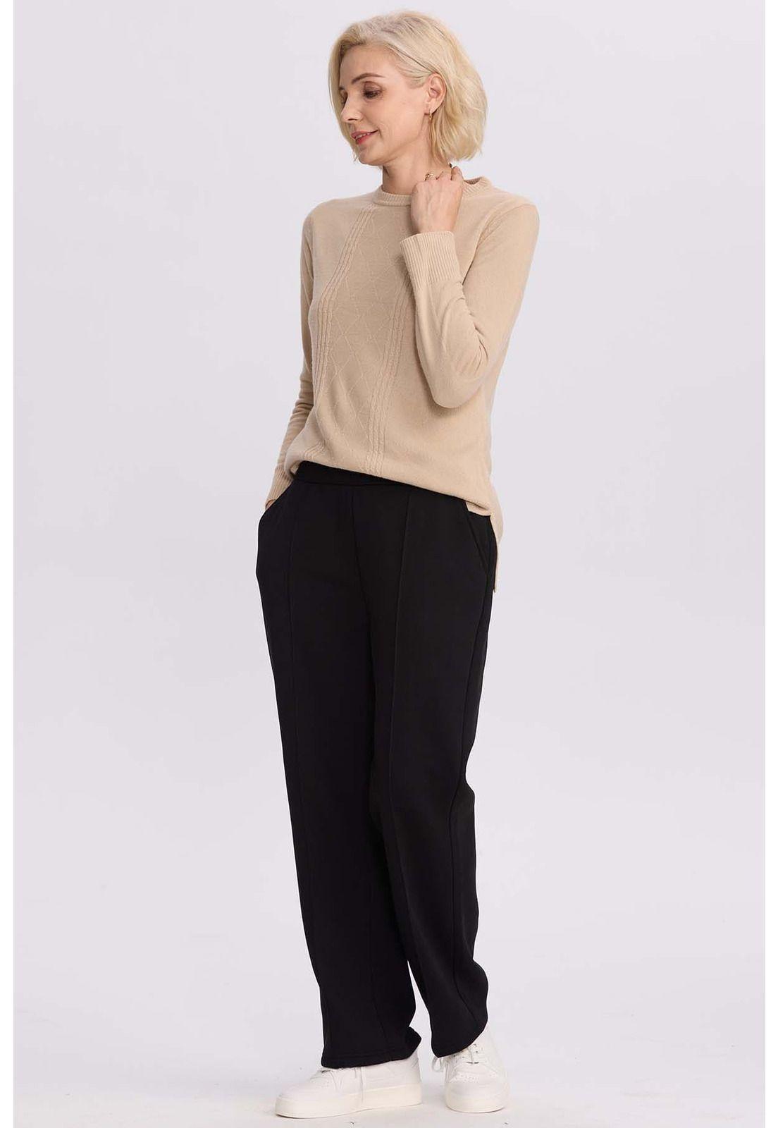 Pantalón Buzo Mujer Calce Recto Costura Delantera Negro-3