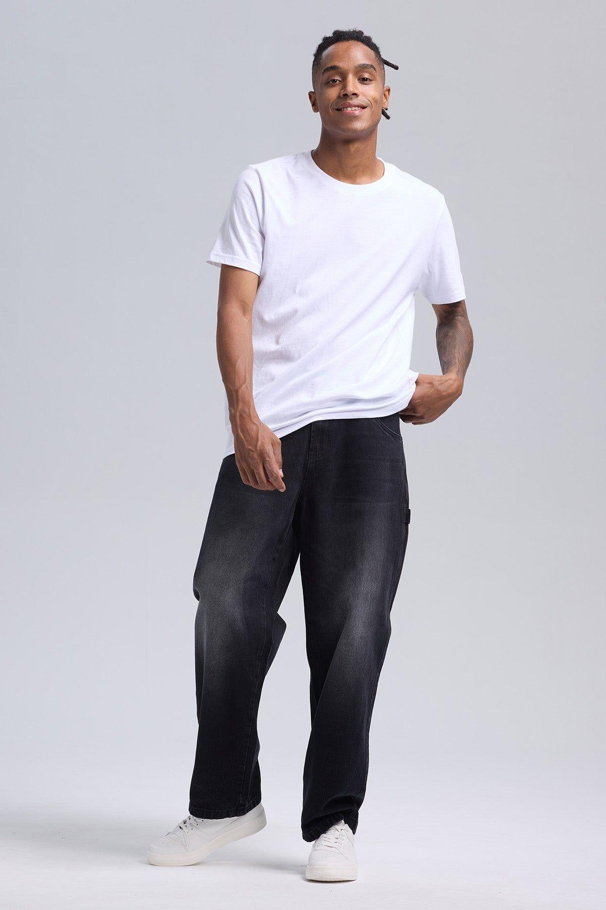 Jeans Hombre Recto Costura Negro-3