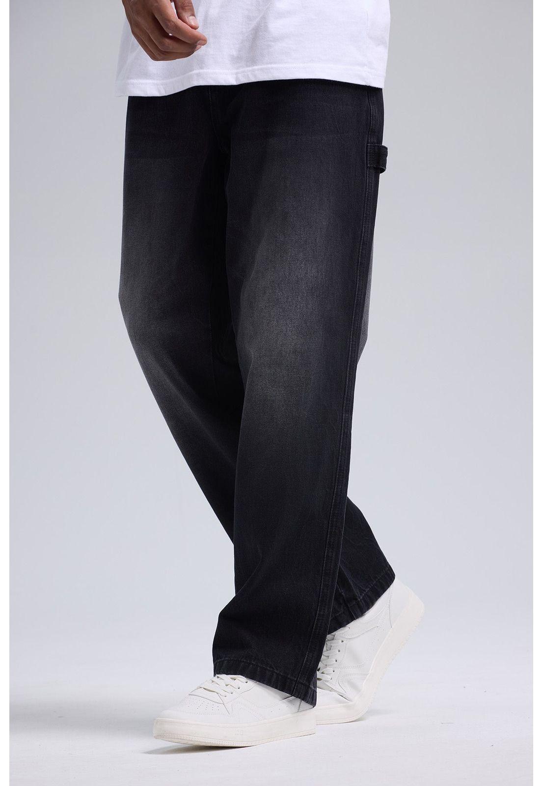 Jeans Hombre Recto Costura Negro-1