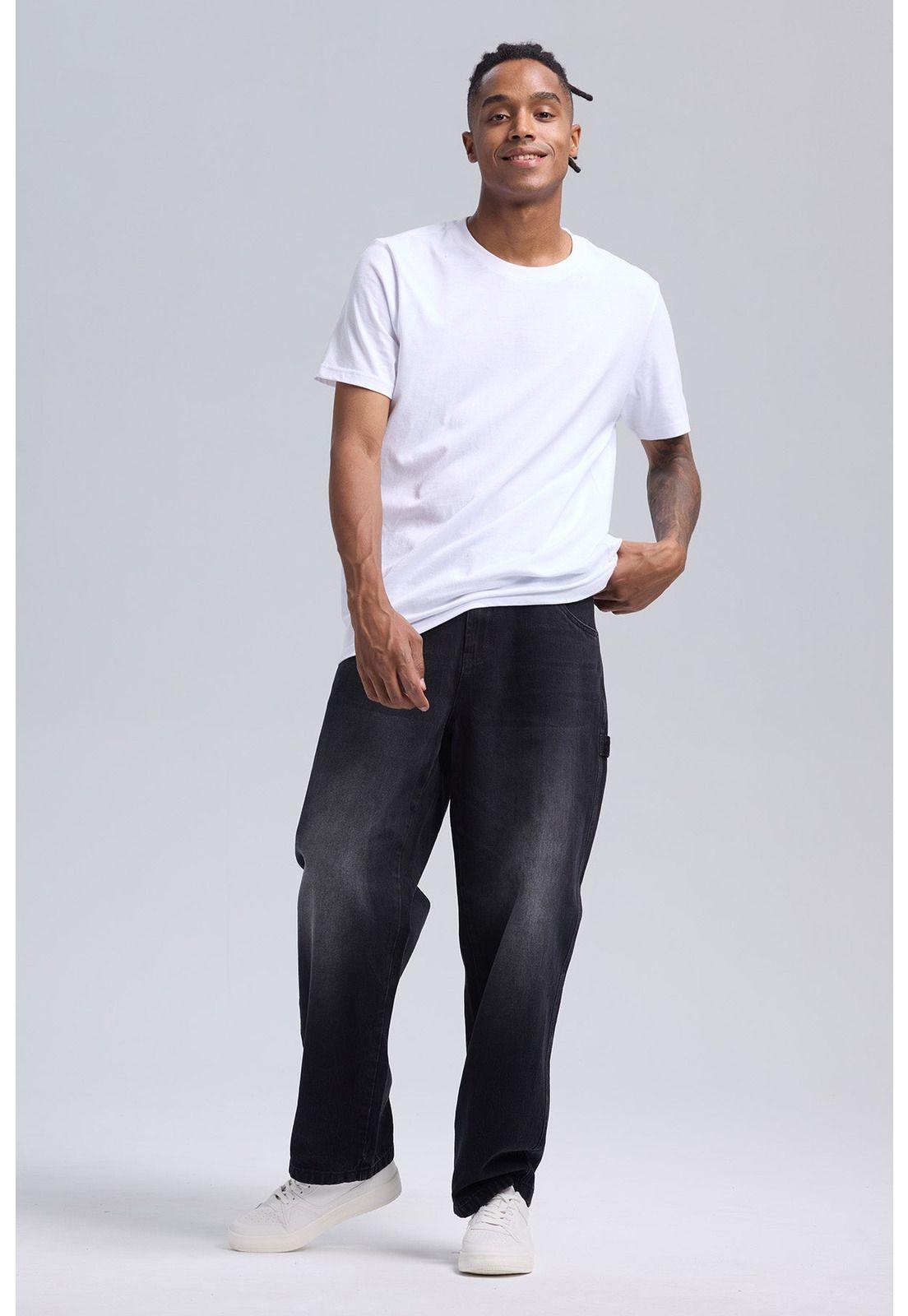 Jeans Hombre Recto Costura Negro-3