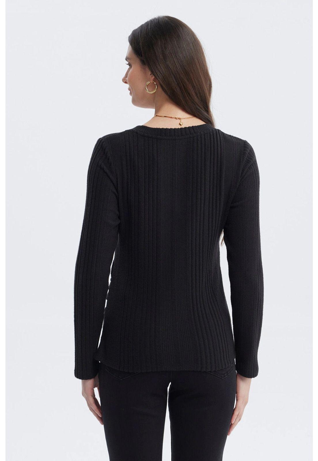 Polera Mujer Slim Negro - V-2