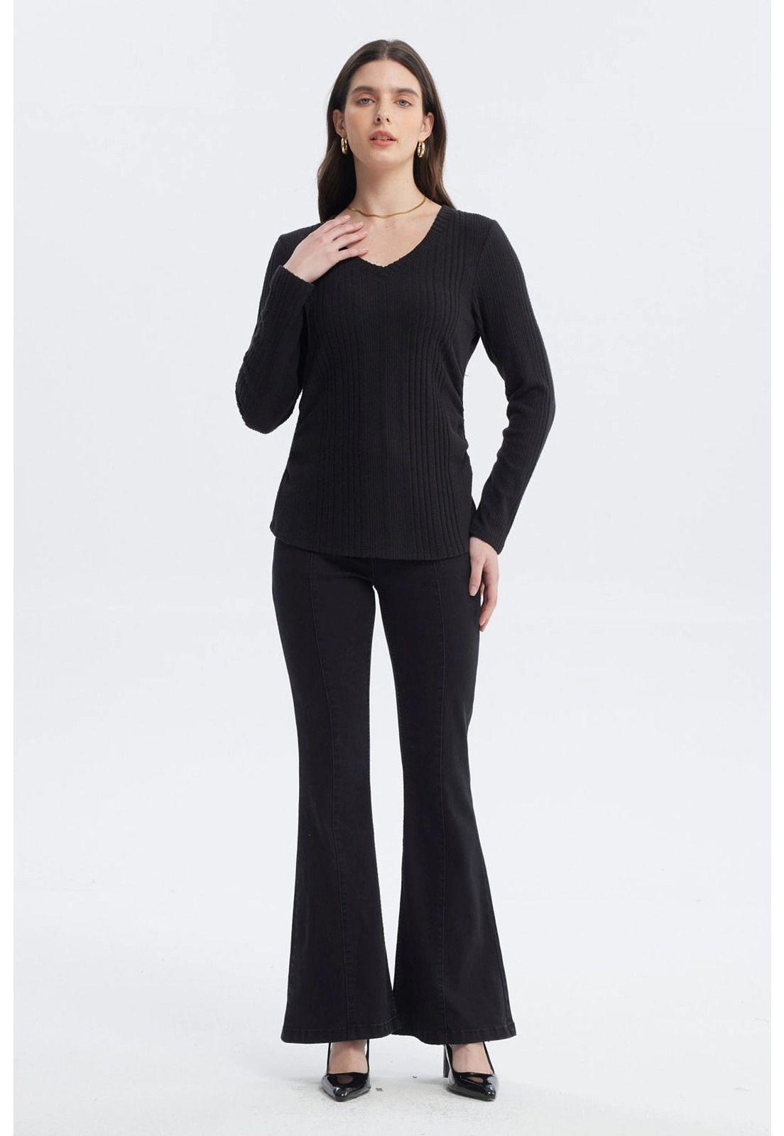 Polera Mujer Slim Negro - V-3