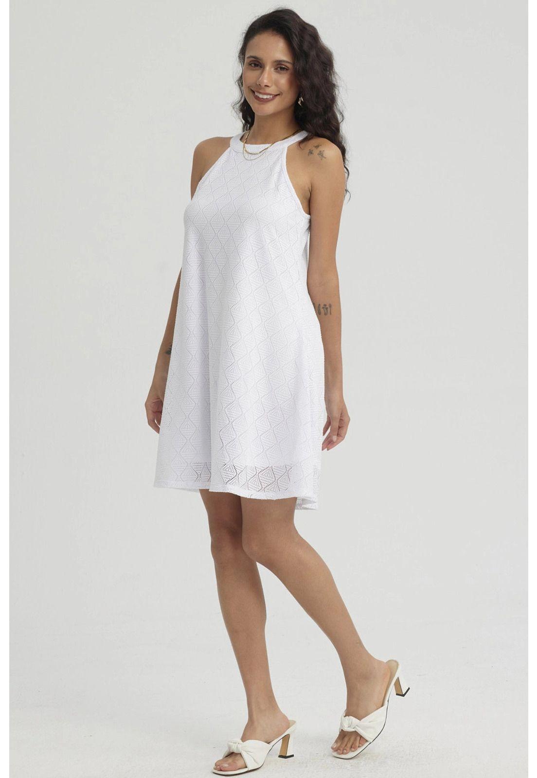 Vestido Mujer Corto Blanco-3