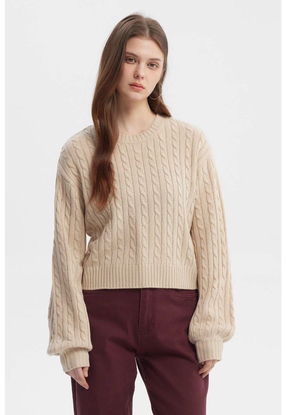 Sweater Mujer Tejido Juvenil Beige-0