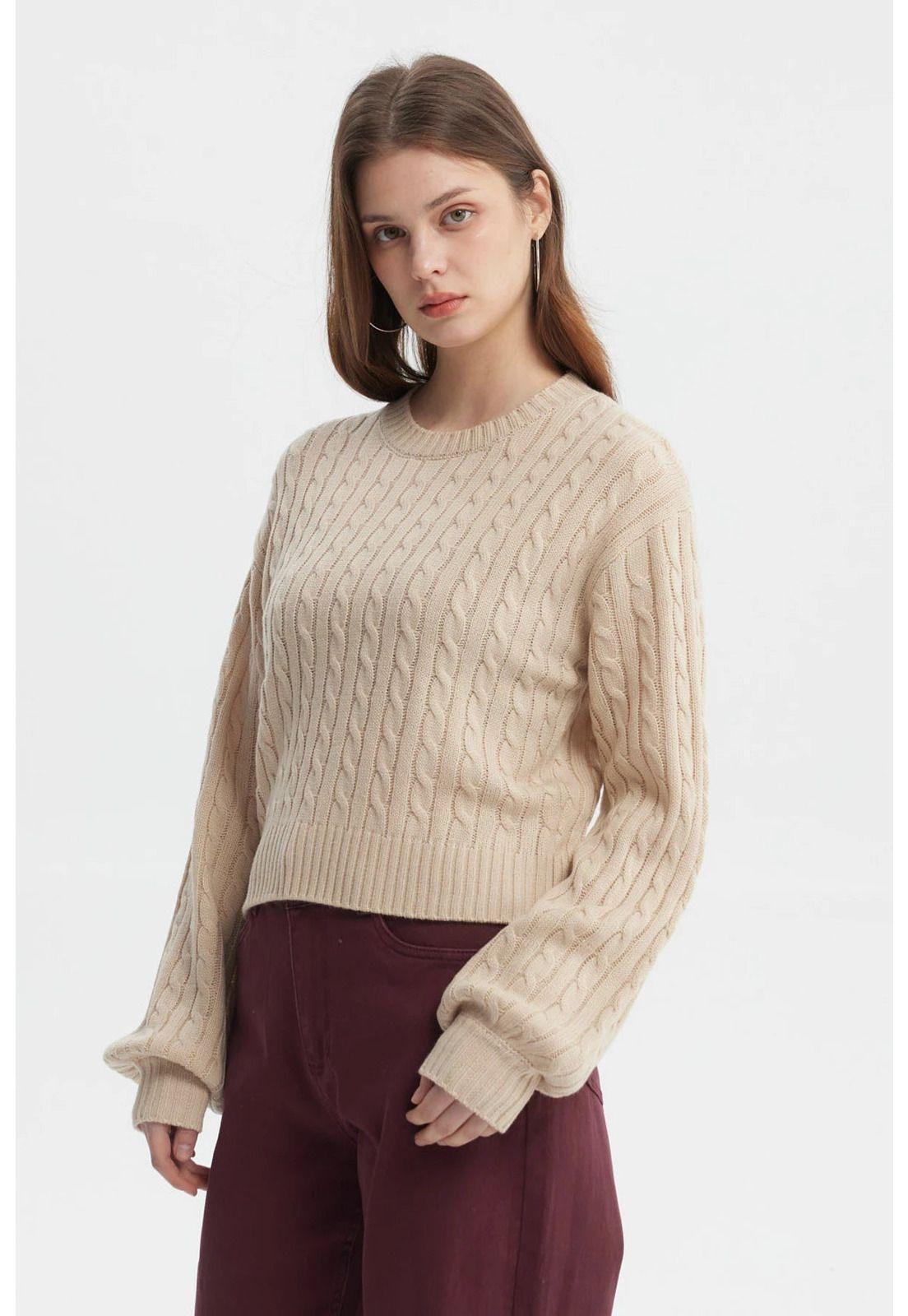 Sweater Mujer Tejido Juvenil Beige-1