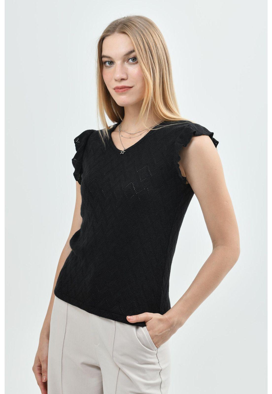 Sweater Mujer Regular Negro - X-1