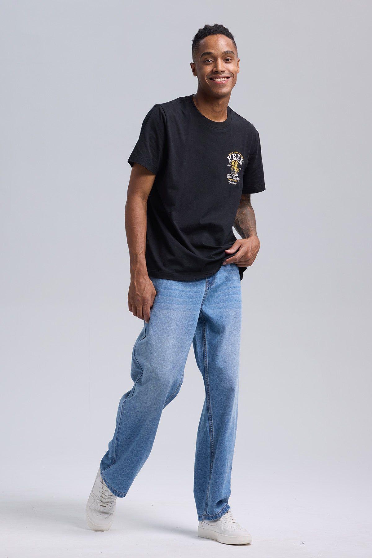 Jeans Hombre Baggy Western Azul Retro-3