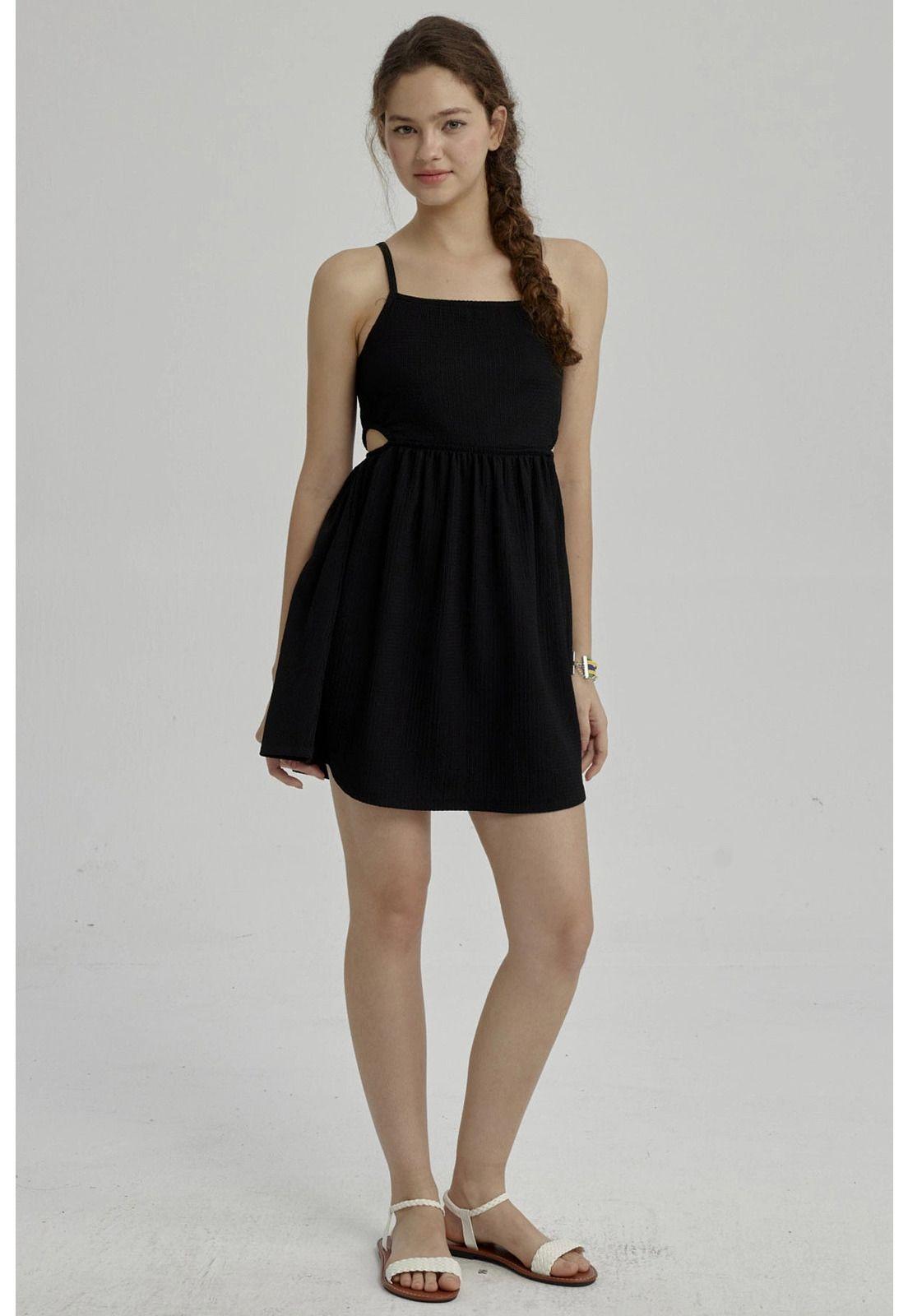 Vestido Niña Abertura En Costado Negro-1