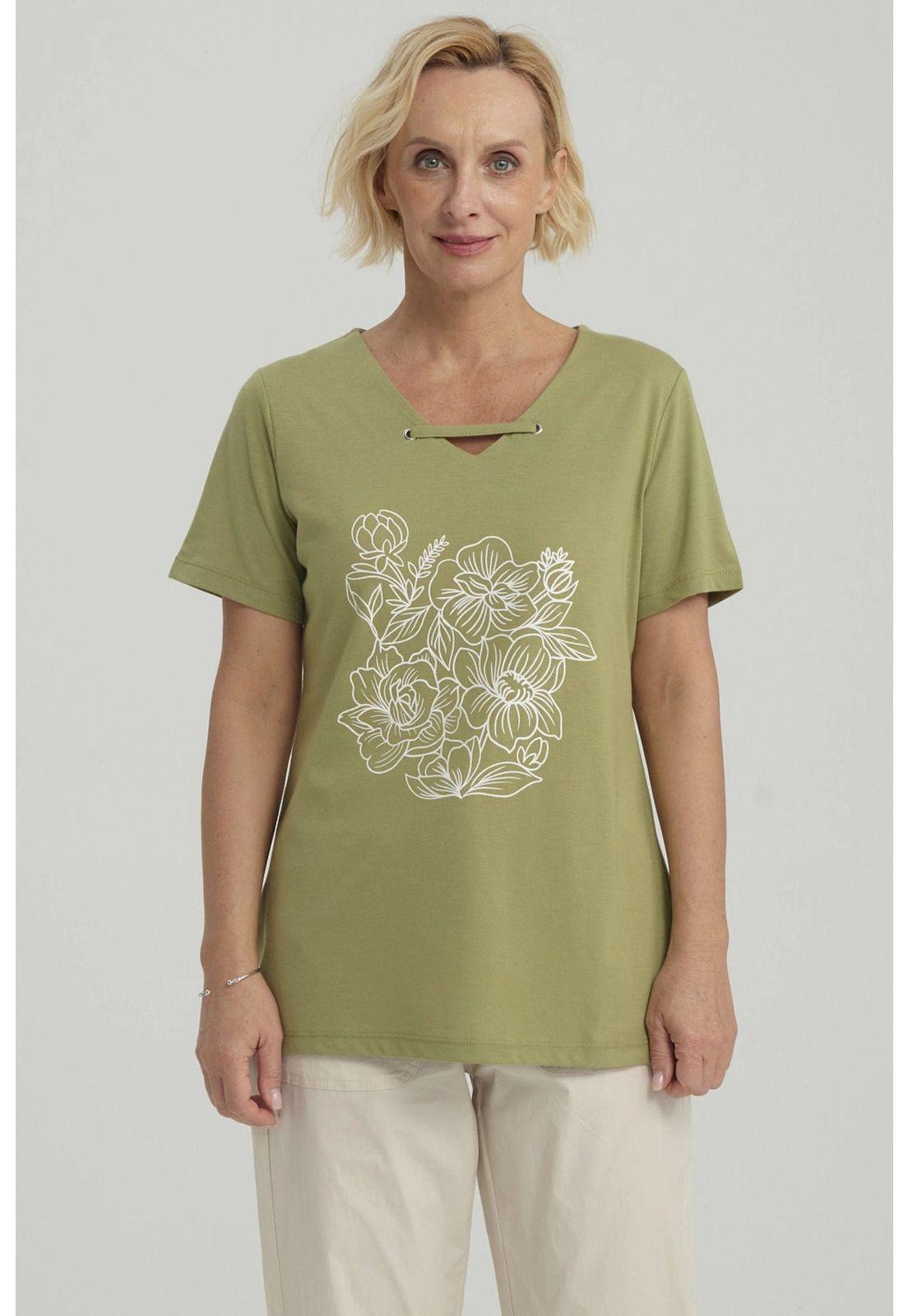 Polera Mujer Con Estampado Verde Claro-0