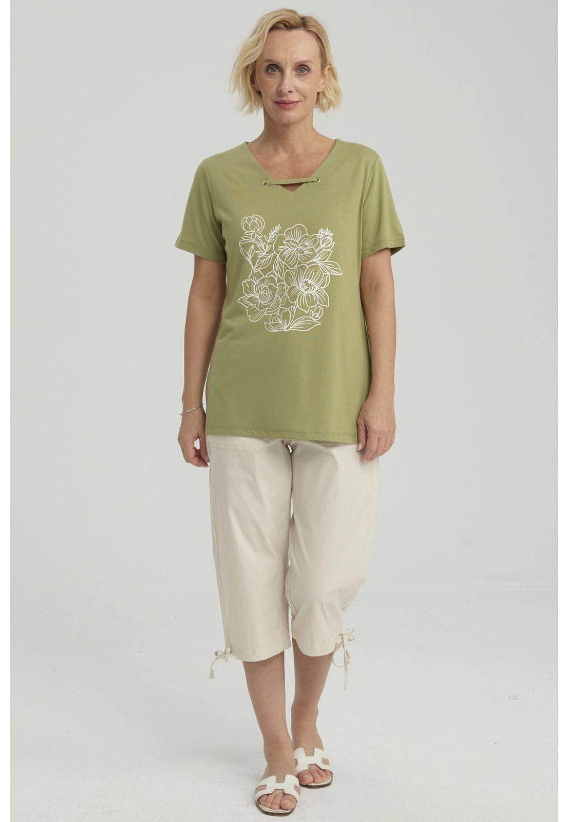 Polera Mujer Con Estampado Verde Claro-3