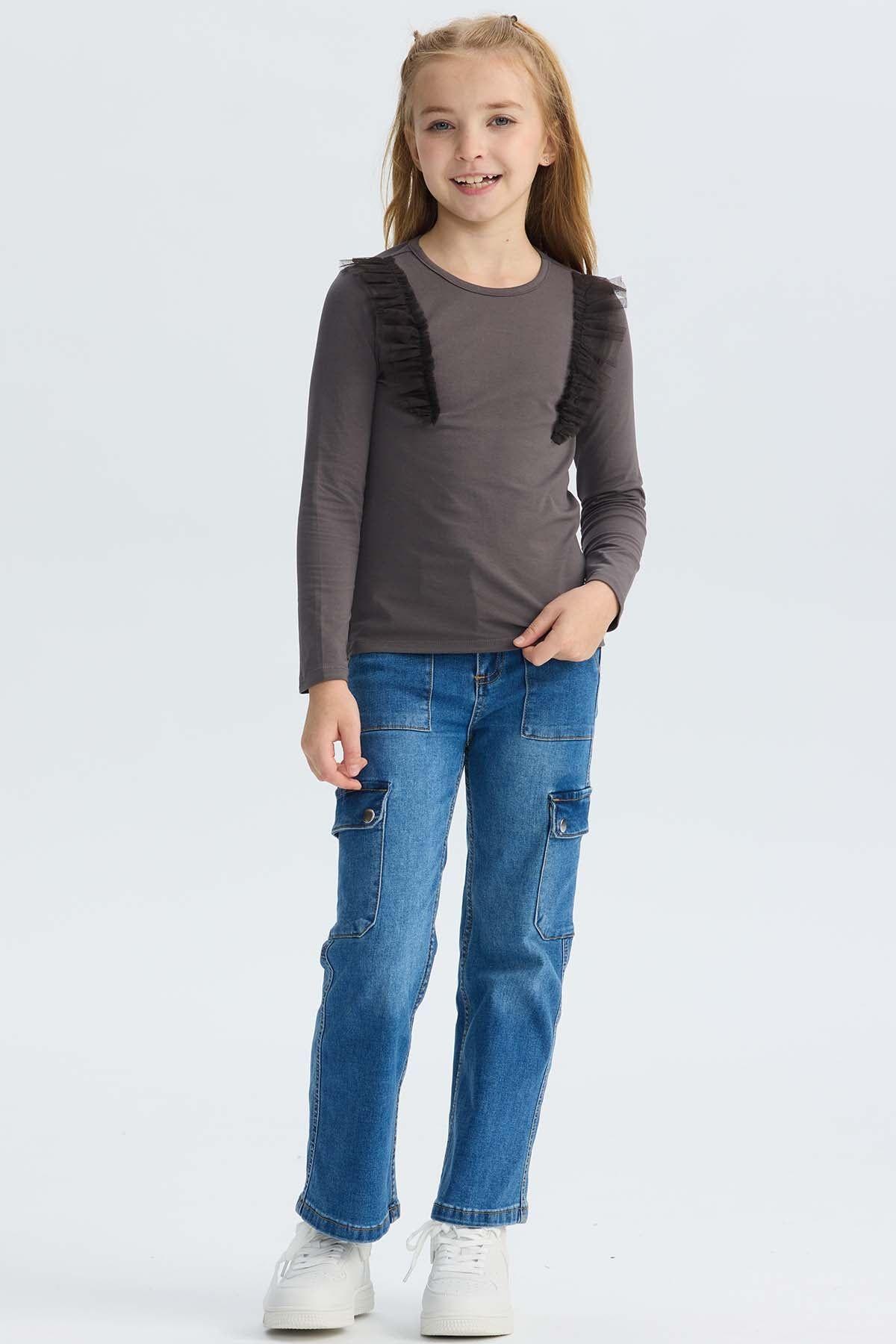 Jeans Niña Cargo Calce Recto Azul-3