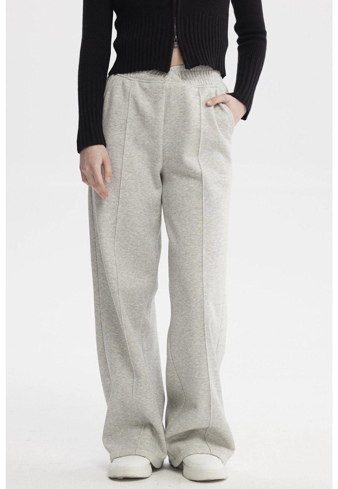 Pantalón Buzo Mujer Pretina Cruzada Gris Melange-0