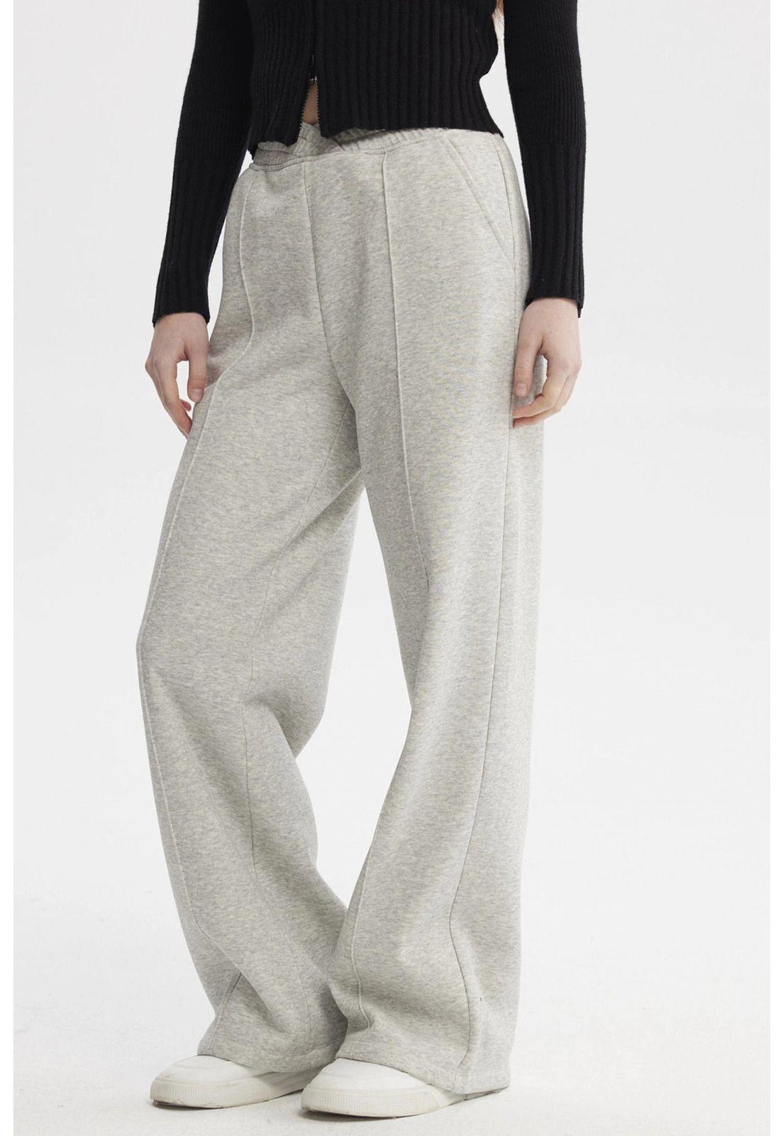 Pantalón Buzo Mujer Pretina Cruzada Gris Melange-1
