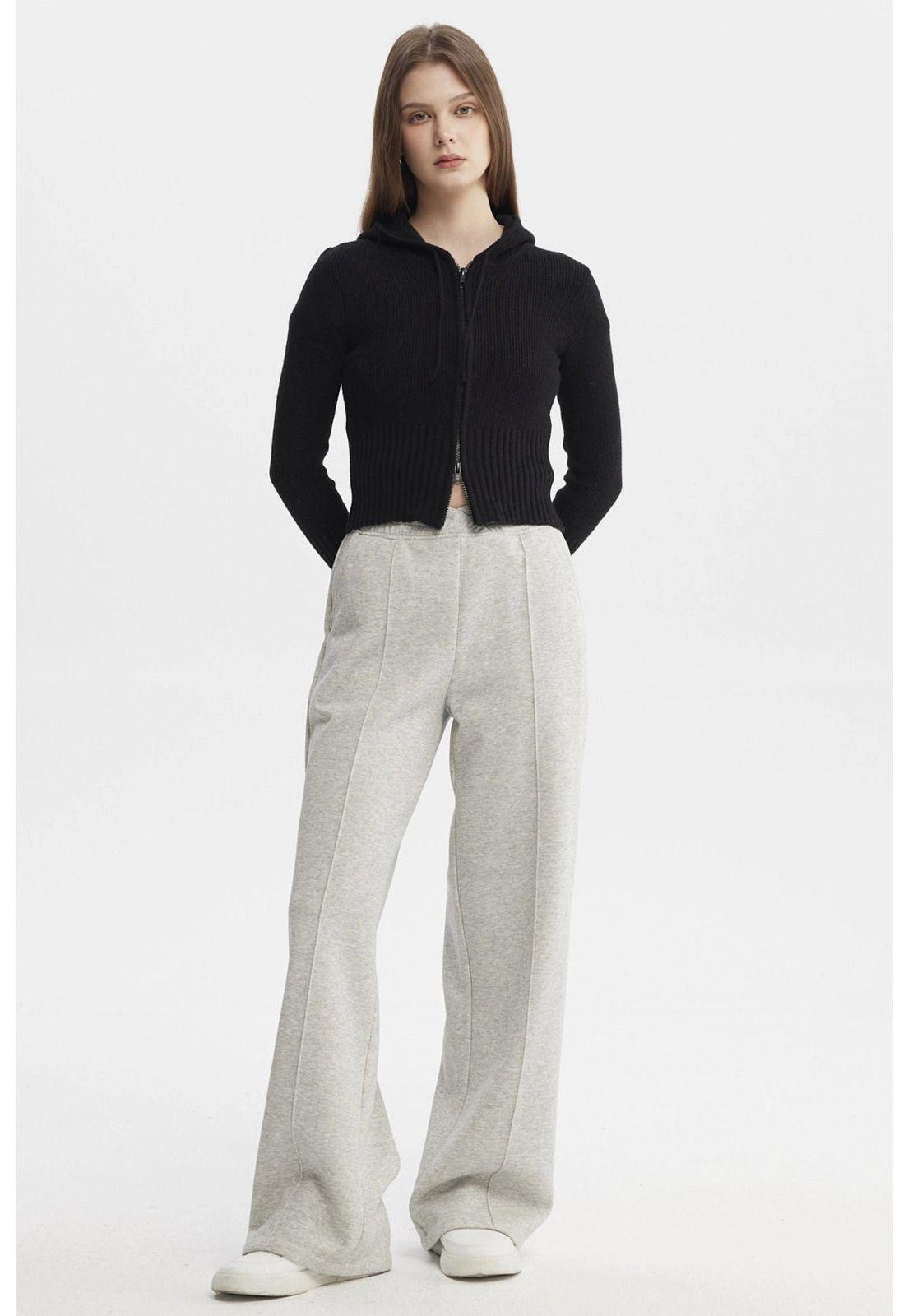 Pantalón Buzo Mujer Pretina Cruzada Gris Melange-3