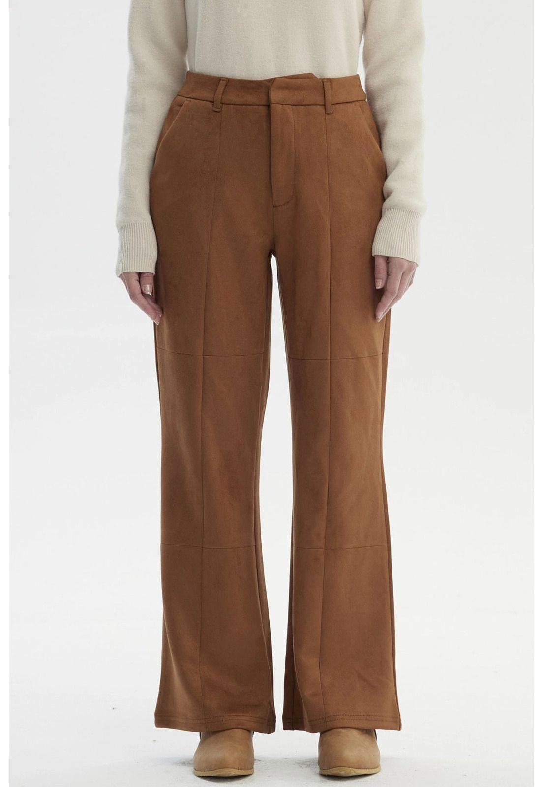 Pantalón Mujer Gamuza Flare Camel-0