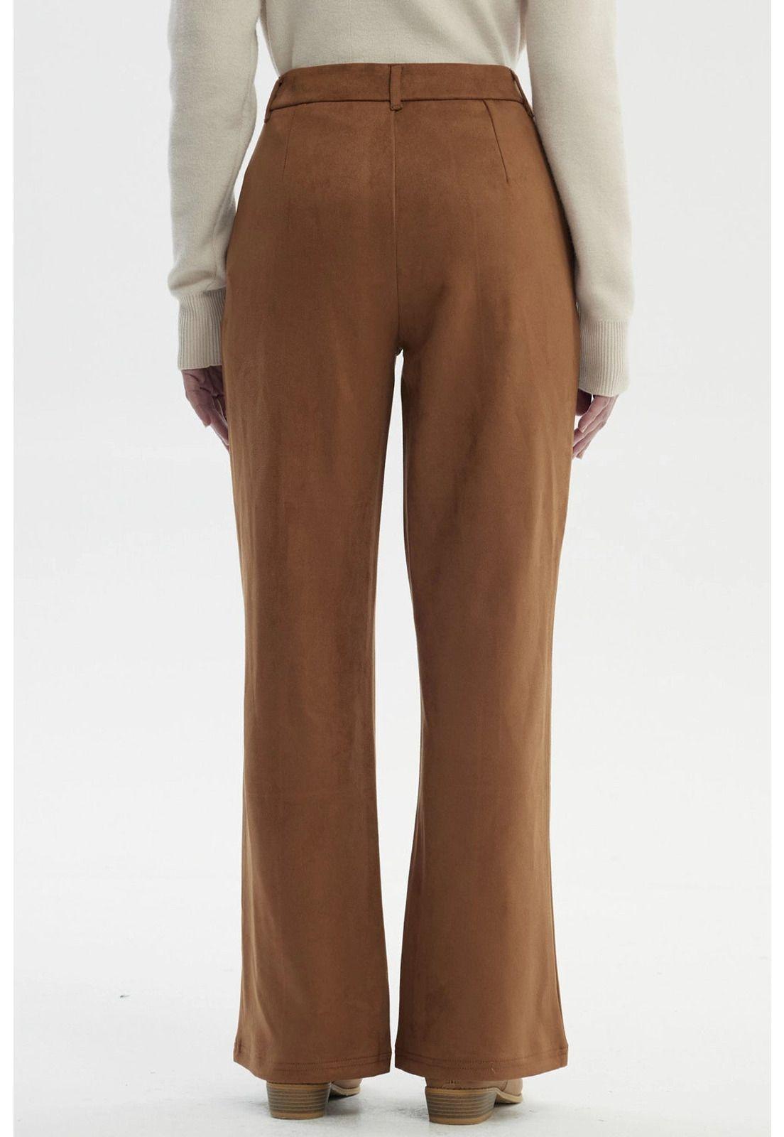 Pantalón Mujer Gamuza Flare Camel-2