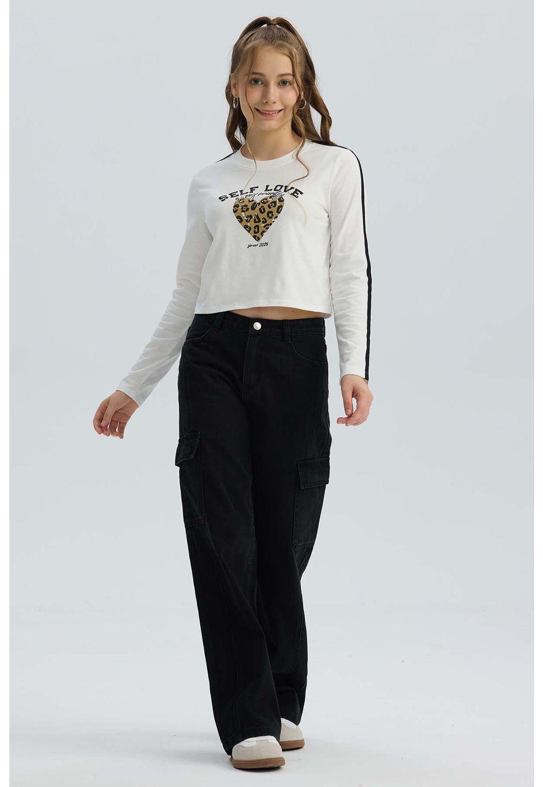 Jeans Niña Calce Recto Cargo Negro-3