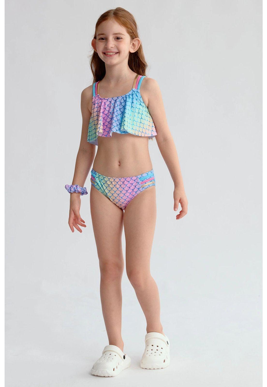 Traje De Baño Niña Full Print Azul-1