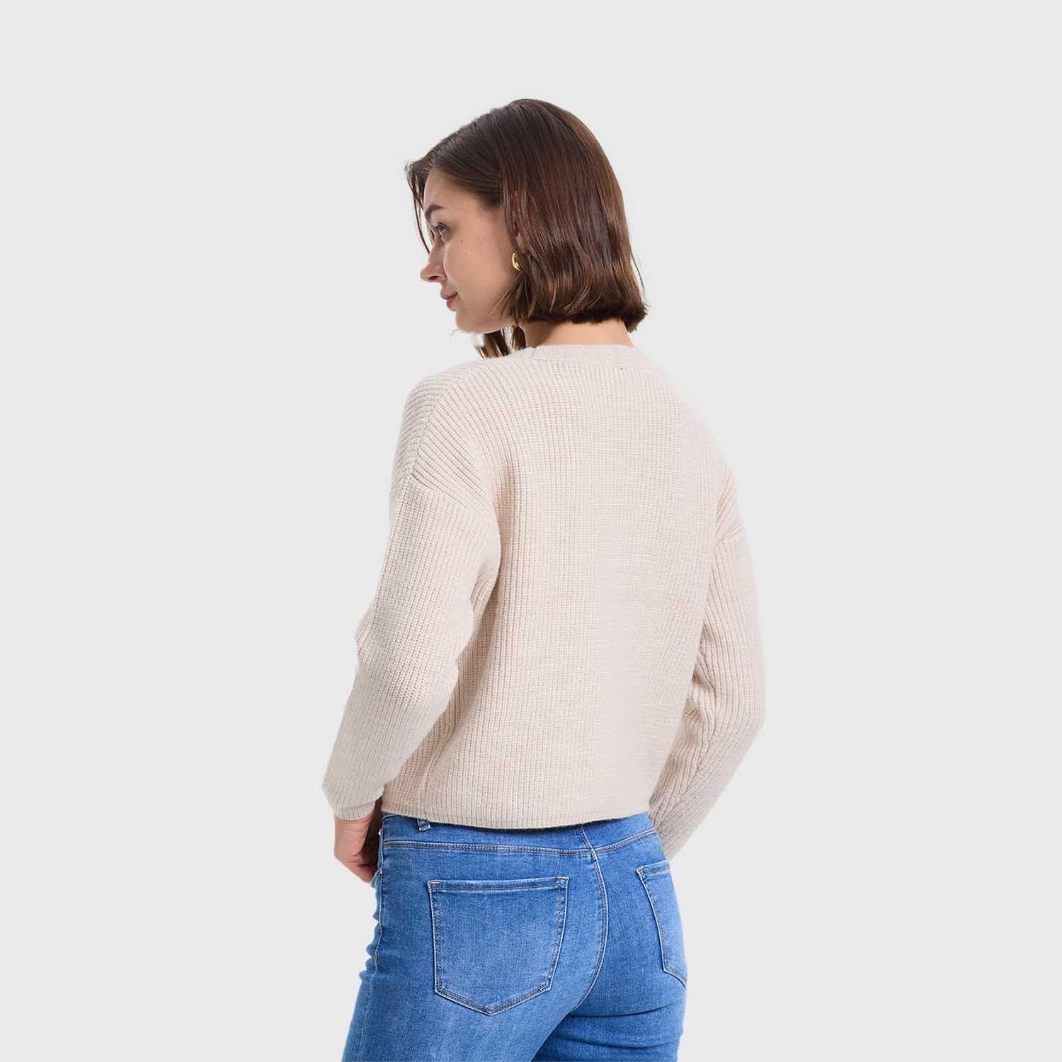 Sweater Mujer Abotonado Crema Fashion's Park-2