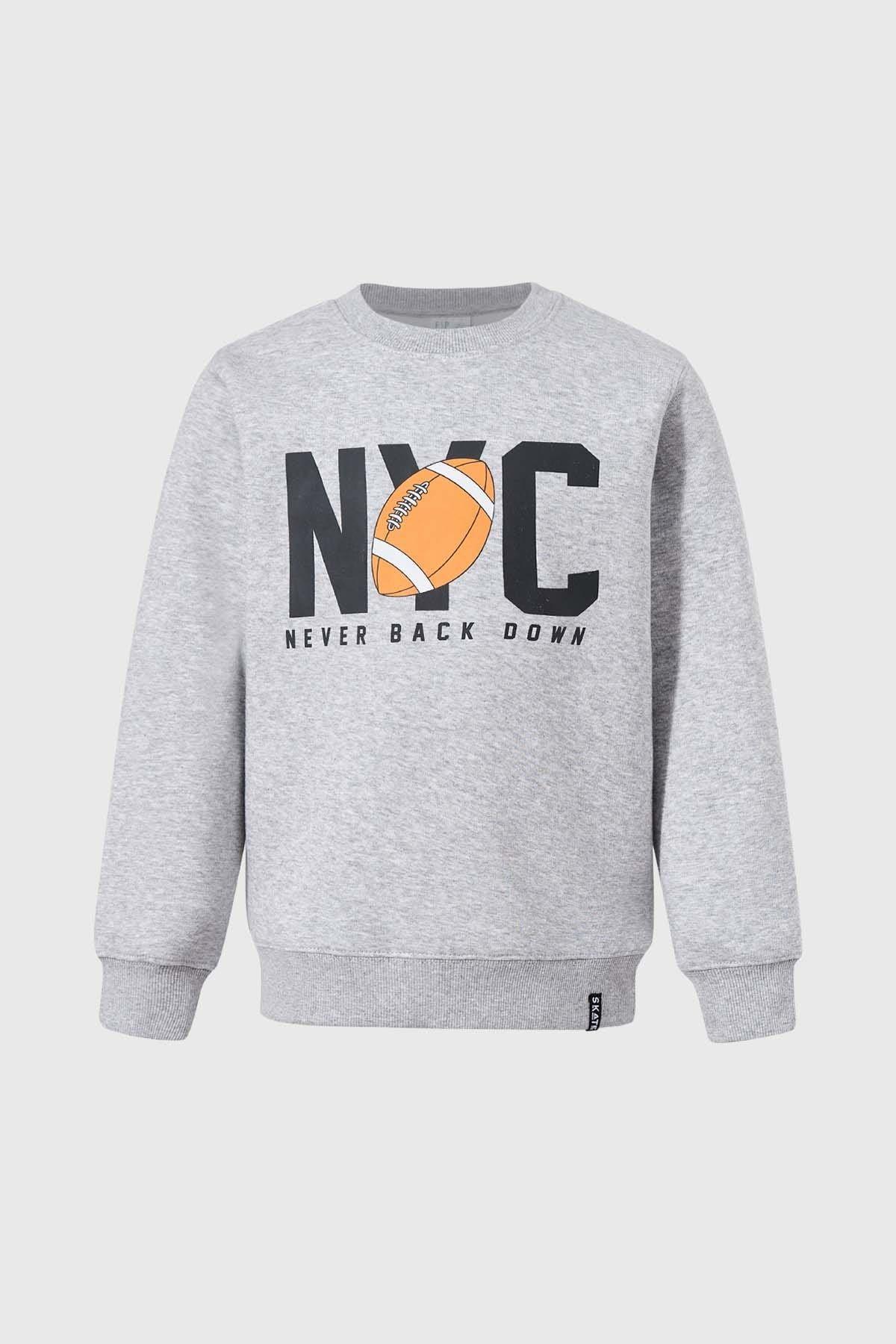 Polerón Niño Básico Con Print Gris-0