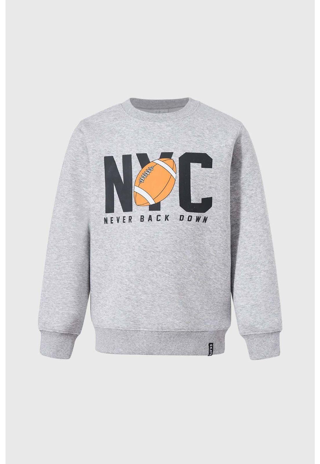 Polerón Niño Básico Con Print Gris-0