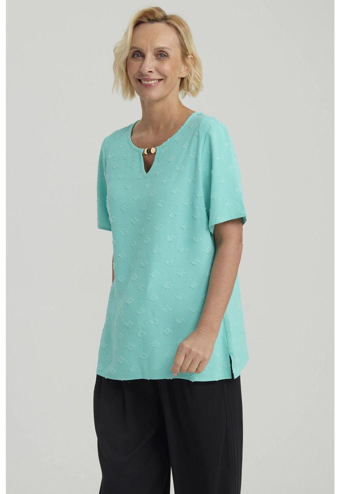 Blusa Mujer Textura Turquesa-1