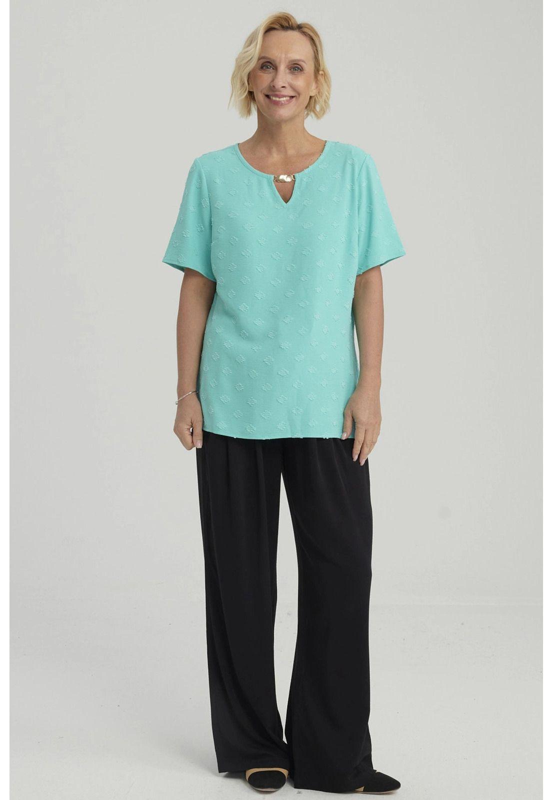 Blusa Mujer Textura Turquesa-3