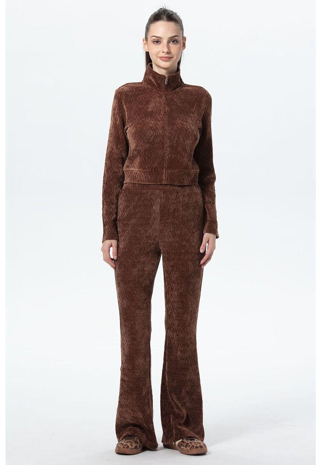 Polerón Mujer Chenille Pretina Café-3