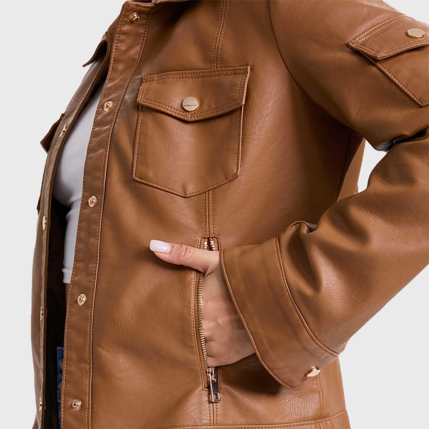 Chaqueta Mujer Pu Abotonado Cafe Fashion´s Park-3