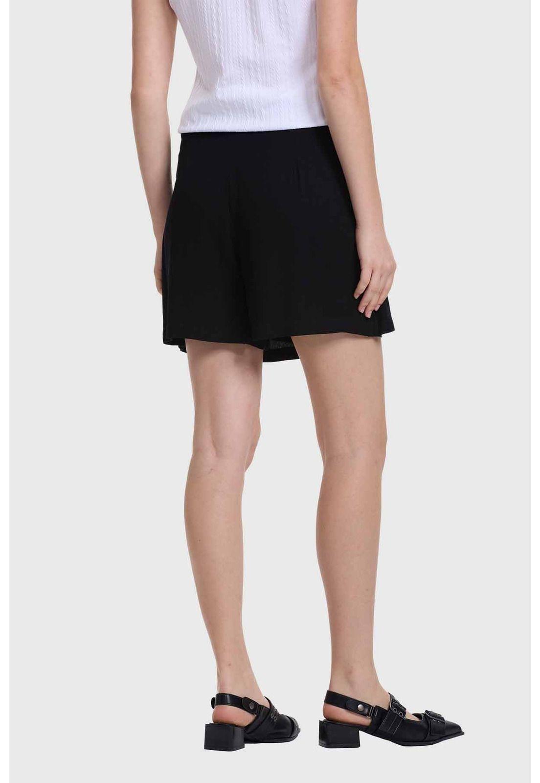 Falda Mujer Short Botones Costado Negro-2